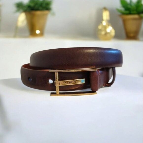 Ralph Lauren Women's Genuine Leather Brown Belt Size M - Picture 1 of 12